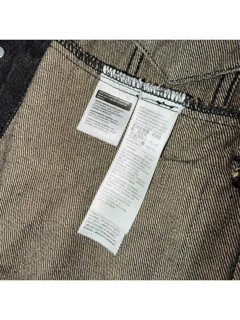 Levis Button Front Cotton Denim Trucker Jean Jacket Black Type 3 VTG Style Y2K